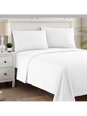 🆕 - LUX Décor King Sheet Set White- 4 Piece Ultra-Soft Microfiber Bed Sheets